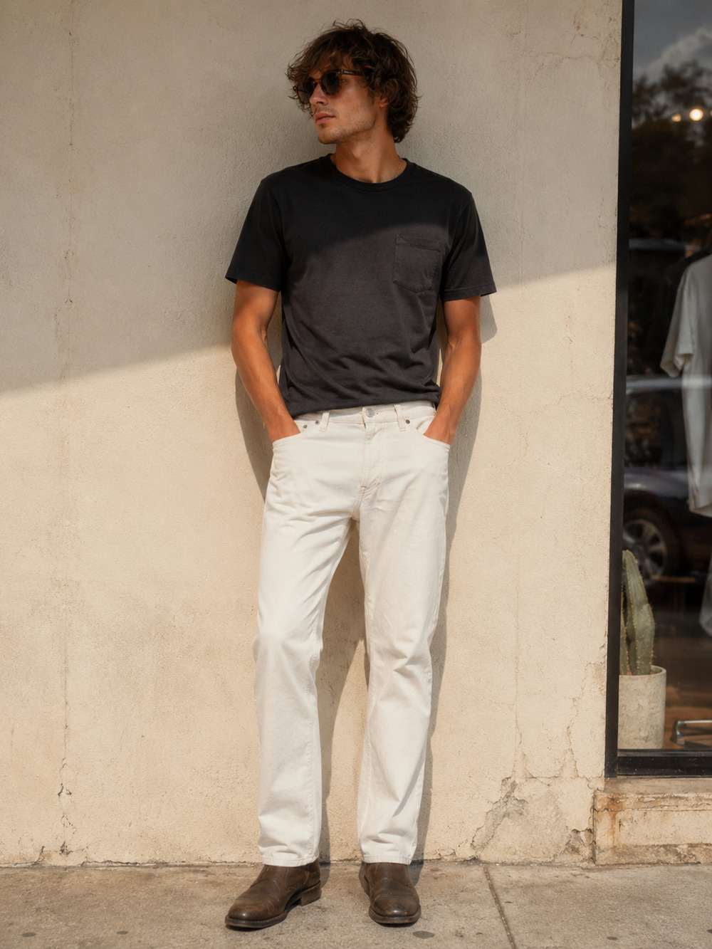 Mens Madewell 1991 Straight Leg White Denim Heavy Jeans 30x30